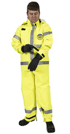 Kappler DuraChem® 200 NFPA 1990 (1992) and NFPA 2112 Certified Multi-Piece Configuration D2H634-9212 CP. Certified Hi-Vis FR Apparel With Proven Multi-Purpose Protection. Includes Jacket, Bib Overall, Glove Cone inserts w/Attached CP Cuff Option