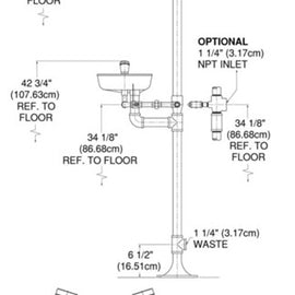 ENCON COMBINATION SHOWER &     EYEWASH W/ YELLO-BOWL®  & POLANE® COATING