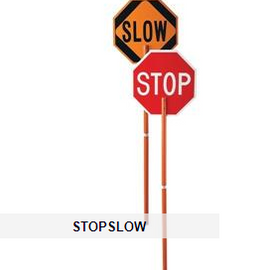 Cortina Stop/Slow Paddle, Reflective - 24" with 81" orange plastic handle
