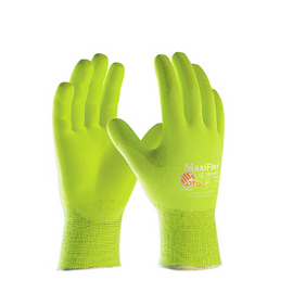 West Chester MaxiFlex Ultimate Hi-Vis Seamless Knit Nylon/Lycra Glove with Nitrile Coated MicroFoam Grip on Palm & Fingers