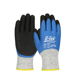 West Chester G-Tek PolyKor Seamless Knit Single Layer PolyKor/Acrylic Blended Glove with Double Dipped Latex Coated MicroSurface Grip on Full Hand