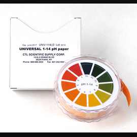 CTL Scientific UNIVERSAL pH 1-14  PAPER (26 feet x 5/8 inch) - roll of 26 ft length x 5/8 inches  - Hazardous : N