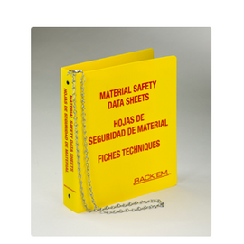 Rackem Safety SDS 1.5"- 3 Language Binder. English, Spanish & French Canadian. This GHS compliant highly visible binder is easy to find & makes access to important SDS chemical hazard sheets fast and easy.