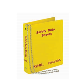 Rackem Safety 3" SDS Binder, English.  This GHS compliant highly visible binder is easy to find & makes access to important SDS chemical hazard sheets fast and easy.