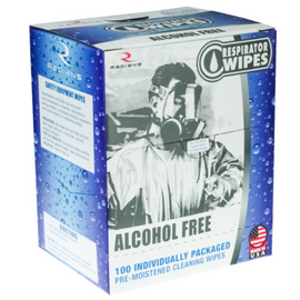 Radians 100 Count Respirator Wipes - Choose Regular or Alcohol Free - pack of 10