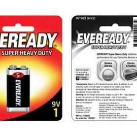 Eveready® Super Heavy Duty Batteries 9V  1  per Pkg