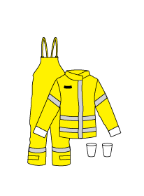 Kappler DuraChem® 200 NFPA 1990 (1992) and NFPA 2112 Certified Multi-Piece Configuration D2H634-9212 CP. Certified Hi-Vis FR Apparel With Proven Multi-Purpose Protection. Includes Jacket, Bib Overall, Glove Cone inserts w/Attached CP Cuff Option