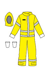 Kappler DuraChem® 200 NFPA 1990 (1992) and NFPA 2112 Certified Coverall. D2H443-9212 CP. Breathable, NFPA-Certified Hi-Vis FR Apparel With Proven Multi-Purpose Protection.Attachable Hood, Glove Cone Inserts with Attached CP Cuff Option on Jacket Sleeves.