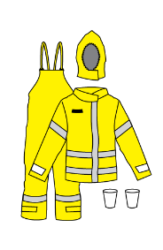 Kappler DuraChem® 200 NFPA 1990 (1992) and NFPA 2112 Certified Multi-Piece Configuration D2H632-9212. Certified Hi-Vis FR Apparel With Proven Multi-Purpose Protection. Includes Jacket, Bib Overall, Attachable Hood, Glove Cone Inserts.