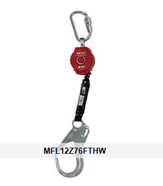 Miller Turbo-Lite 6-Foot Personal Fall Limiter with Lanyard End Steel Locking Rebar Hook