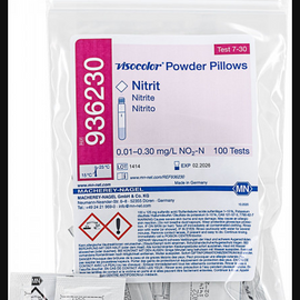 CTL Scientific VISOCOLOR Powder Pillows Nitrite reagent set for photmetric determination measuring range Nitrite - 0.005–0.300 mg/L NO?-N (24 mm OD), Nitrite - 0.01–0.30 mg/L NO?-N (16 mm OD) 100 determination - pack of 100 powder pillows  - Hazardous : Y