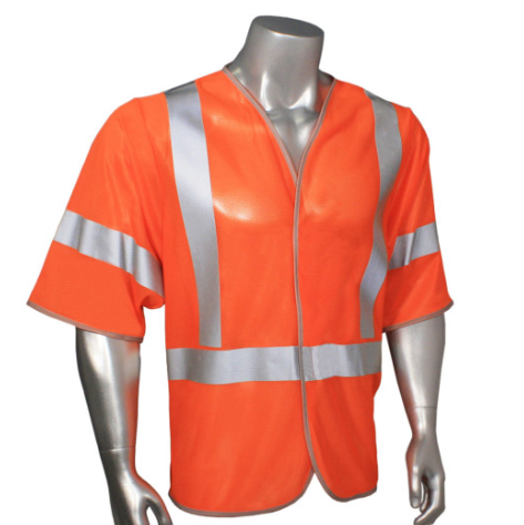 Radians Standard Class 3 Vest, Orange, Silver Trim - Please Choose Size