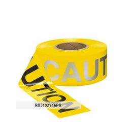 Presco "Caution" Day/Night Tape, Yellow, 3" x 1000', Enhanced nighttime visibility - 8 per case