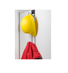 Rackem Safety "Over-the-Door" 2-Hook, Hard Hat, Coat, Purse Rack,  Comply with ANSI Z89.1-1986 Recommendations.  Dimensions: 18.75"H x 3"W x 6.5"D